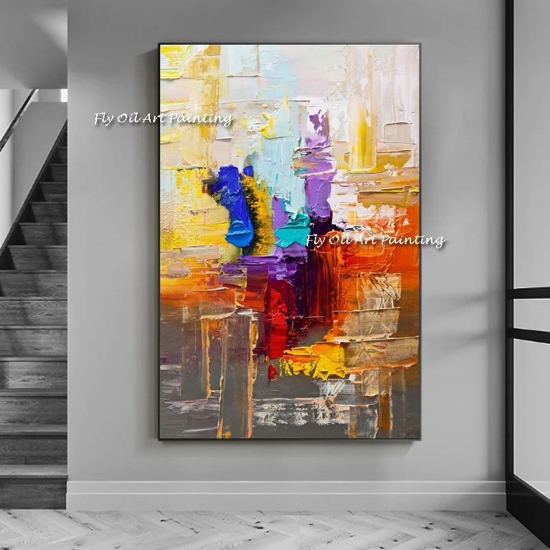 100% Handmade Modern Abstract Thick Oil Painting On Canvas Blue Red Yellow Knife Painting Wall Art Decor Unframed As A Gift
100% Handmade Modern Abstract Thick Oil Painting On Canvas Blue Red Yellow Knife Painting Wall Art Decor Unframed As A Gift
