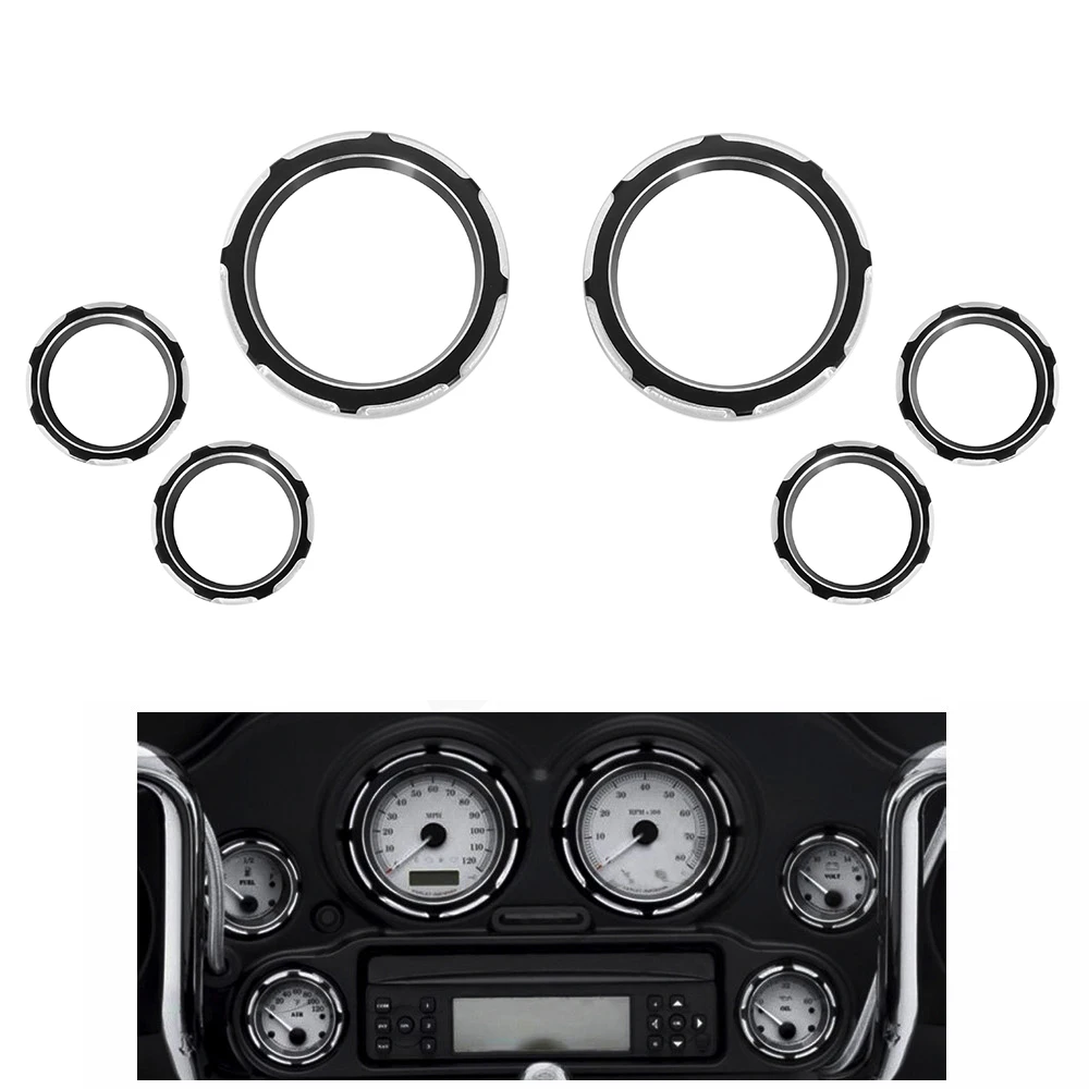 6pcs Motorcycle Instrument Cover Board Speedometer Gauge Burst Bezel Kit For Harley Touring Road Street Glide FLHT Tri 1996-2013
6pcs Motorcycle Instrument Cover Board Speedometer Gauge Burst Bezel Kit For Harley Touring Road Street Glide FLHT Tri 1996-2013