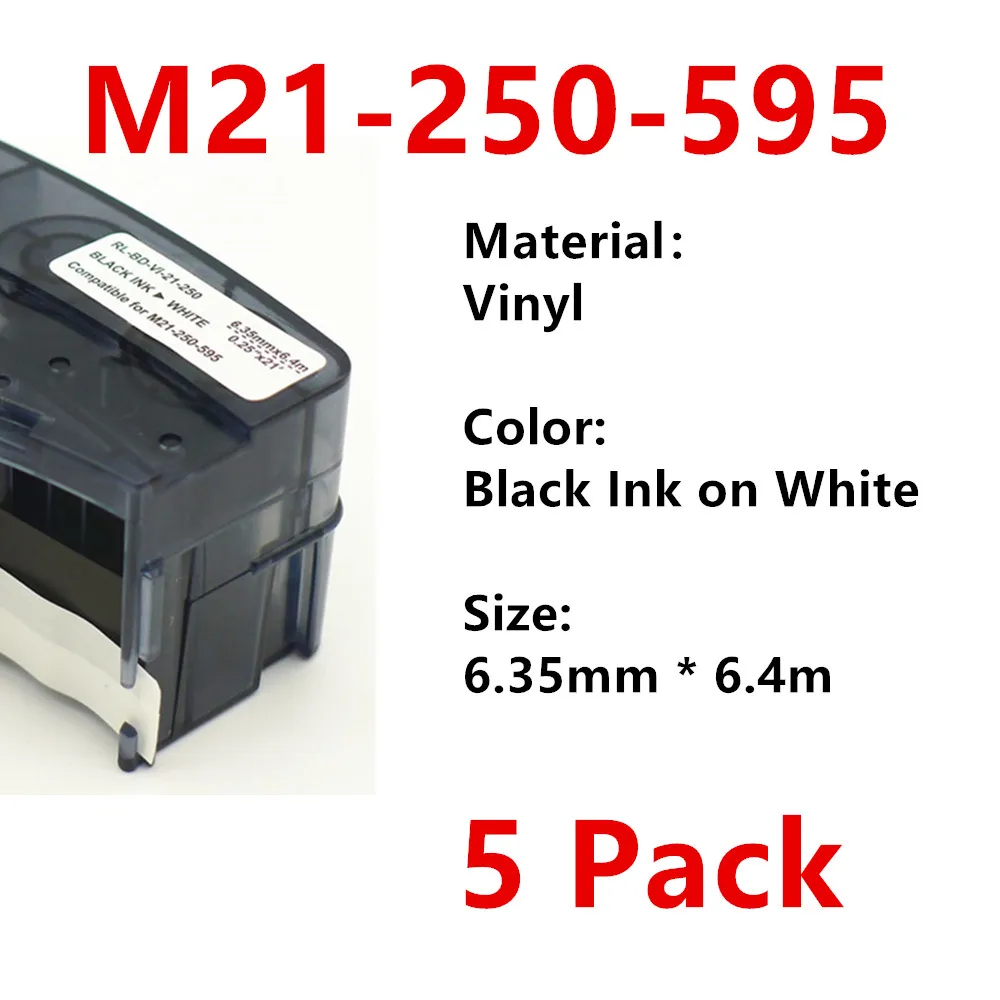 5 Pack M21 250 595 Vinyl Label Ribbon Black On White For BMP21 PLUS Printer Black On White M21-250-595 6.35mm * 6.4m
5 Pack M21 250 595 Vinyl Label Ribbon Black On White For BMP21 PLUS Printer Black On White M21-250-595 6.35mm * 6.4m