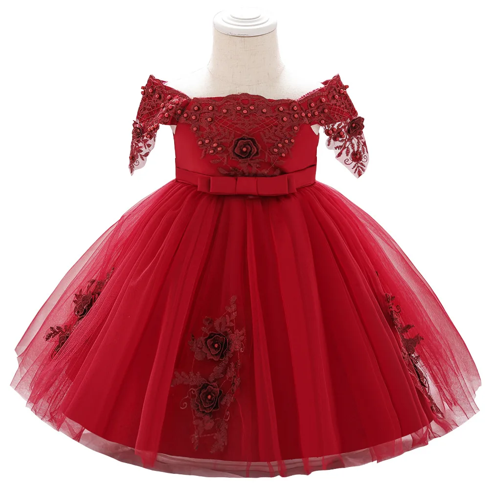 Girls' one-year-old dress skirt Pearl decal princess dress shoulder baby wedding princess dress
Girls' one-year-old dress skirt Pearl decal princess dress shoulder baby wedding princess dress