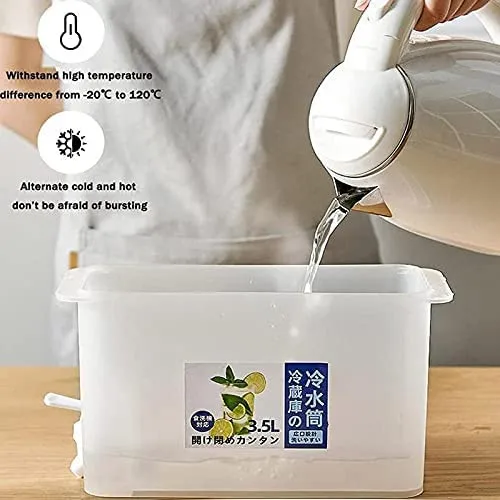 3.5L Cold Water Jug With Faucet Refrigerator Ice Lemon Juice Kettle Bucket Fruit Teapot Summer Cold Drinks Bottle Space Saving
3.5L Cold Water Jug With Faucet Refrigerator Ice Lemon Juice Kettle Bucket Fruit Teapot Summer Cold Drinks Bottle Space Saving