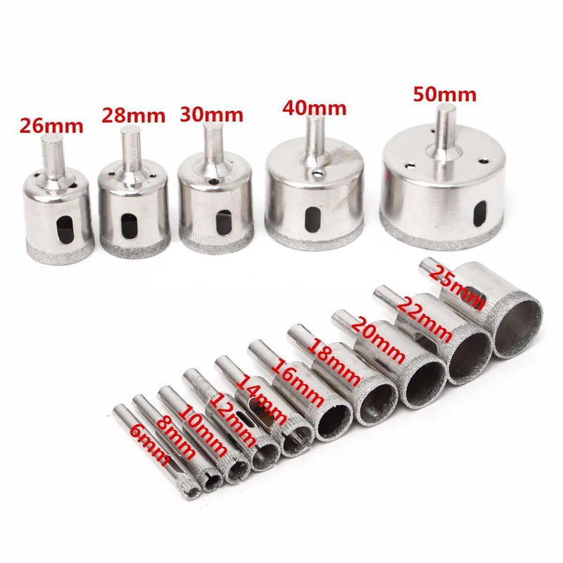 15x Diamond Tool Drill Bit Hole Saw Set For Glass Ceramic Marble 6mm-50mm Silver
15x Diamond Tool Drill Bit Hole Saw Set For Glass Ceramic Marble 6mm-50mm Silver
