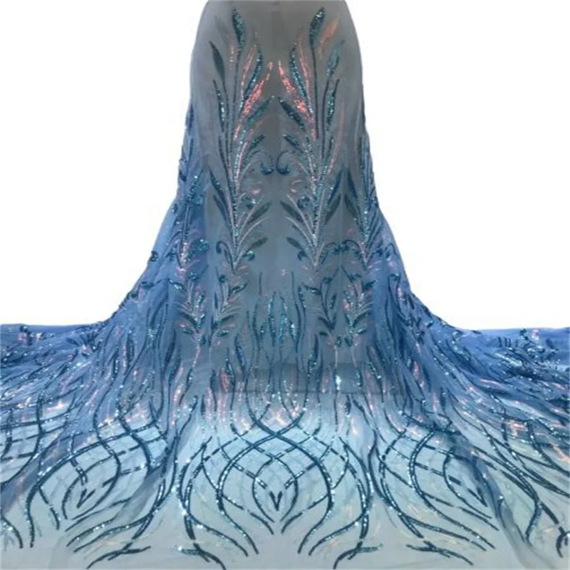 2022 sky blue Sequins Tulle Mesh African Lace Fabric Luxury French Nigerian Net Lace Fabric High Quality Wedding Dress Material
2022 sky blue Sequins Tulle Mesh African Lace Fabric Luxury French Nigerian Net Lace Fabric High Quality Wedding Dress Material
