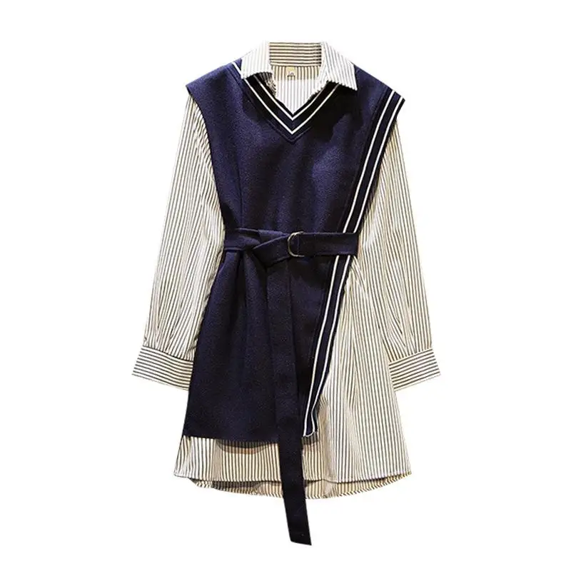 ICHOIX XL-5XL Plus size women dress 2 piece set spring fall outfits striped long shirt dress casual short knitted sweater dress
ICHOIX XL-5XL Plus size women dress 2 piece set spring fall outfits striped long shirt dress casual short knitted sweater dress