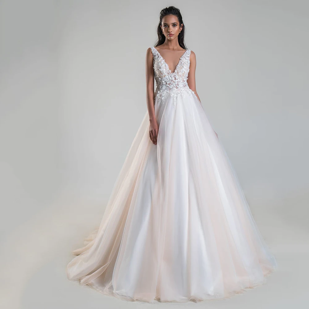 Custom Made Wedding Dress Simple A Line Tulle 3D Flowers Floor Length Fashion Lace Bridal Gown Backless Robe De Mariée
Custom Made Wedding Dress Simple A Line Tulle 3D Flowers Floor Length Fashion Lace Bridal Gown Backless Robe De Mariée