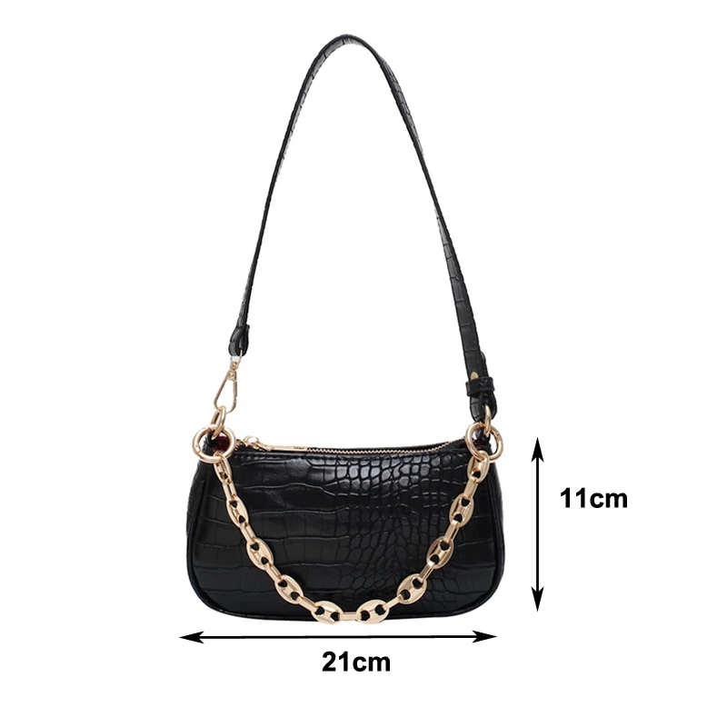 Fashion Crocodile Pattern Baguette bags MINI PU Leather Shoulder Bags For Women Chain Designer Luxury Handbag Female Travel tote
Fashion Crocodile Pattern Baguette bags MINI PU Leather Shoulder Bags For Women Chain Designer Luxury Handbag Female Travel tote