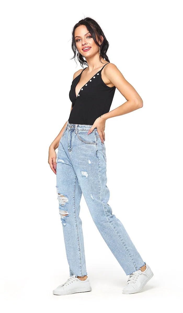 European and American women's ripped jeans plus size loose straight leg pants women
European and American women's ripped jeans plus size loose straight leg pants women