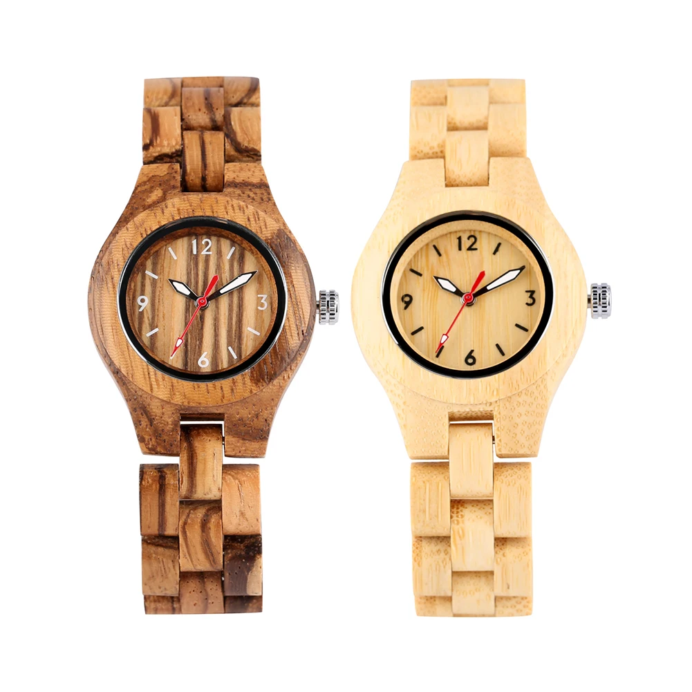 Кварцевые деревянные часы для женщин с деревянным ремешком изысканные маленькие