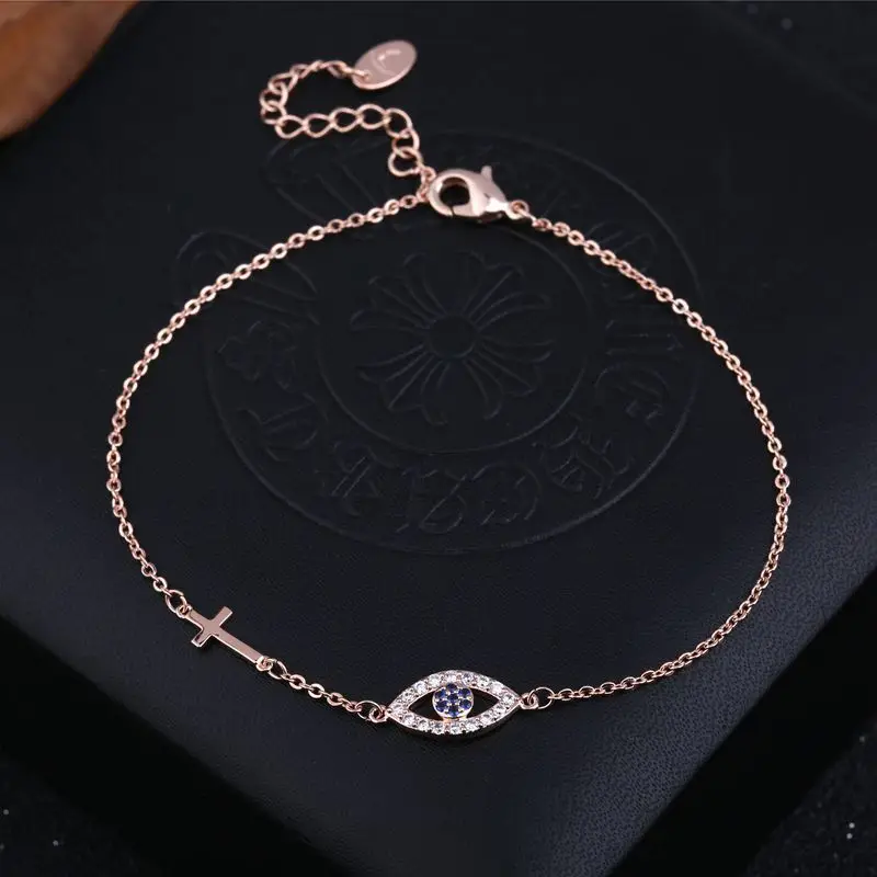 BUDROVKY Rose Gold Color Cross Charm Cubic Zirconia Turkish Evil Eye Bracelet for Women CZ Crystal Jewelry
BUDROVKY Rose Gold Color Cross Charm Cubic Zirconia Turkish Evil Eye Bracelet for Women CZ Crystal Jewelry