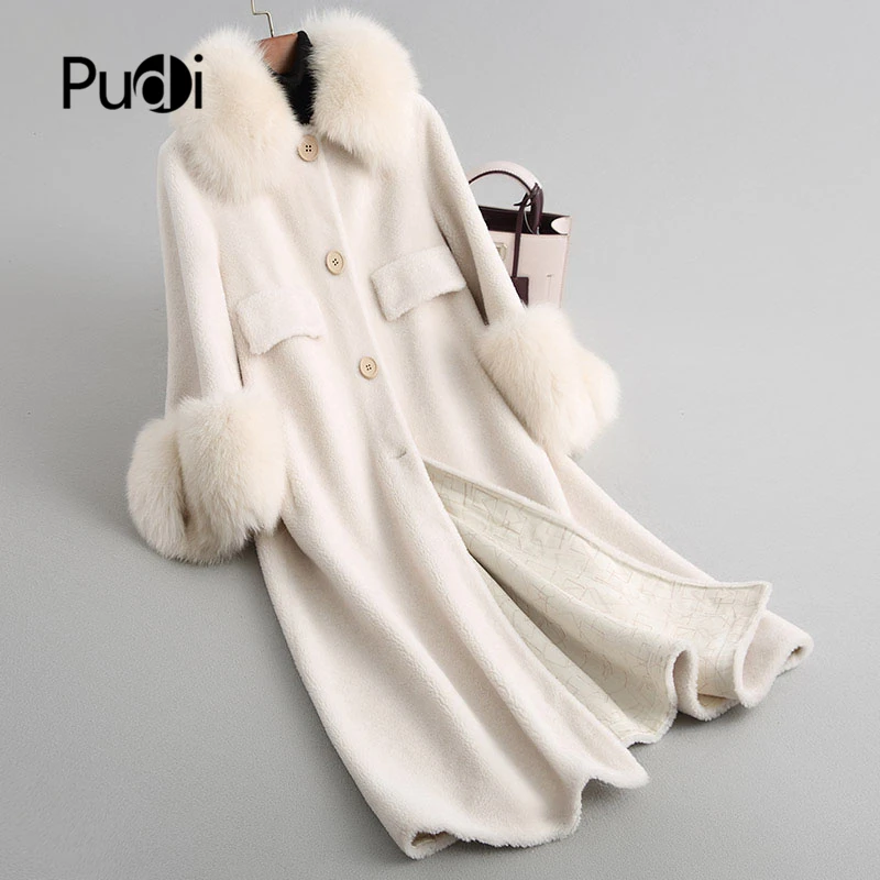 PUDI Women's Winter Warm Real Wool Fur Coat Jacket Vest Lady Over Size Parka With Real Fox Fur Collar F18002
PUDI Women's Winter Warm Real Wool Fur Coat Jacket Vest Lady Over Size Parka With Real Fox Fur Collar F18002