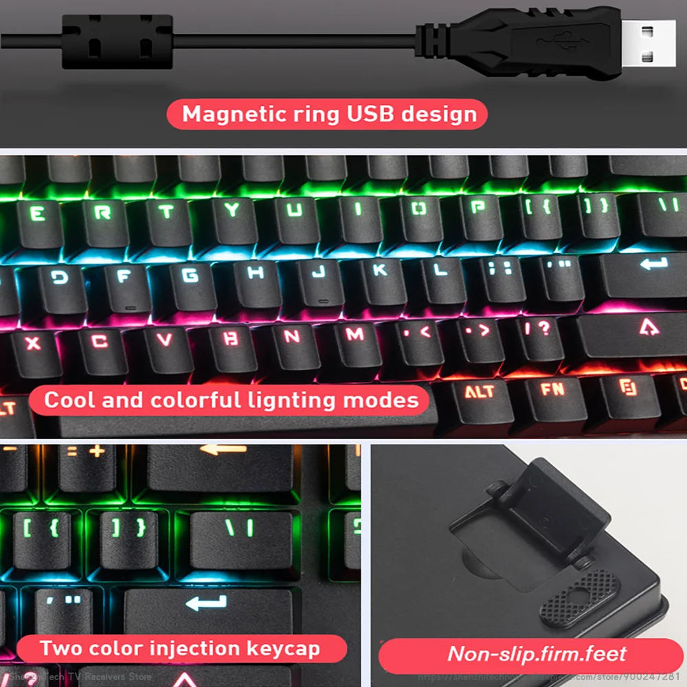 Mechanical Keyboard 87 Keys PC Gamer Wired USB Keyboards Blue Axis Switch RGB Gaming Competitive Computer Professional Keyboard
Mechanical Keyboard 87 Keys PC Gamer Wired USB Keyboards Blue Axis Switch RGB Gaming Competitive Computer Professional Keyboard
