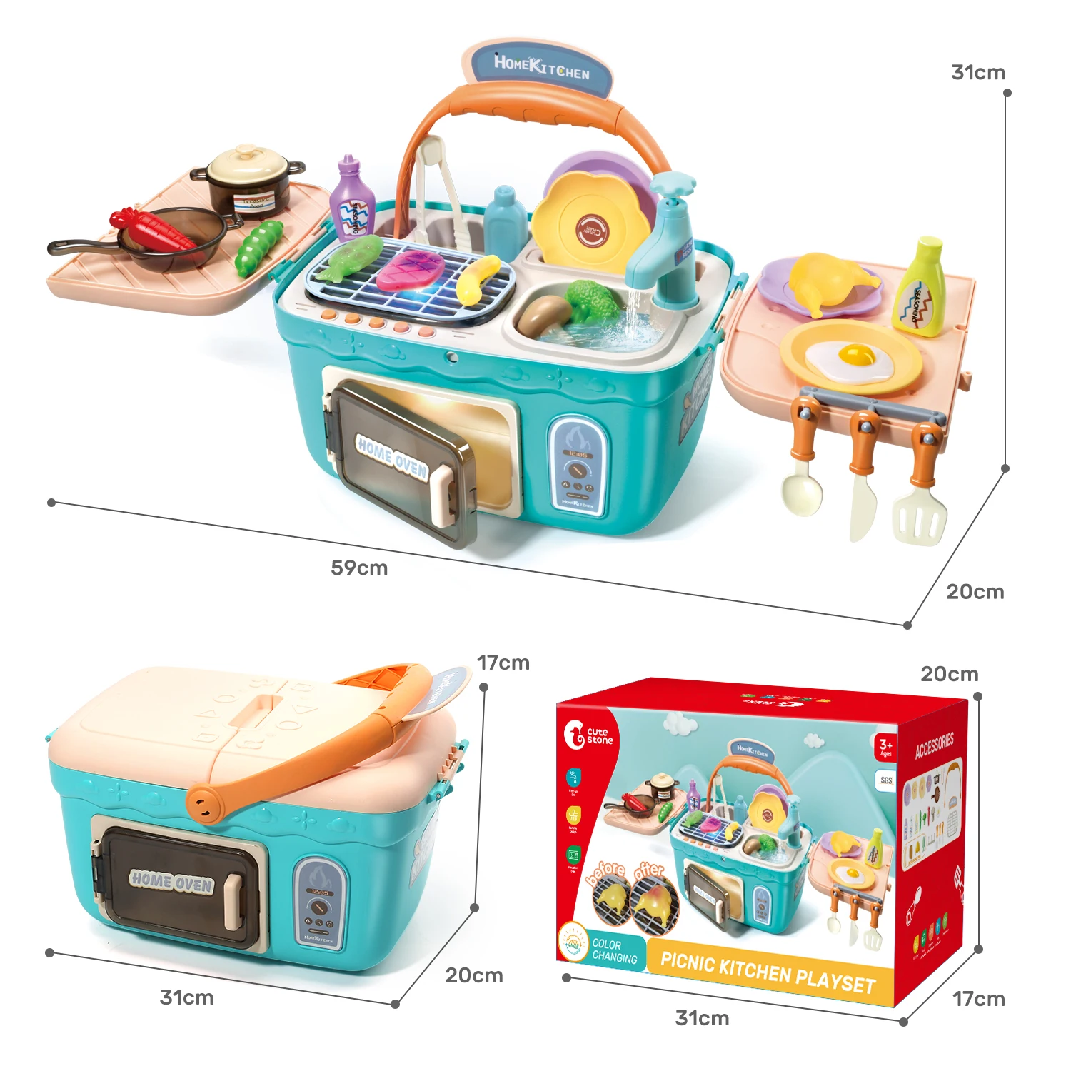 CUTE STONE Kids Picnic & Kitchen Playset,Portable Pinic Basket Toys with Musics & Lights, Color Changing Play Foods,Play Sink,Pr
CUTE STONE Kids Picnic & Kitchen Playset,Portable Pinic Basket Toys with Musics & Lights, Color Changing Play Foods,Play Sink,Pr