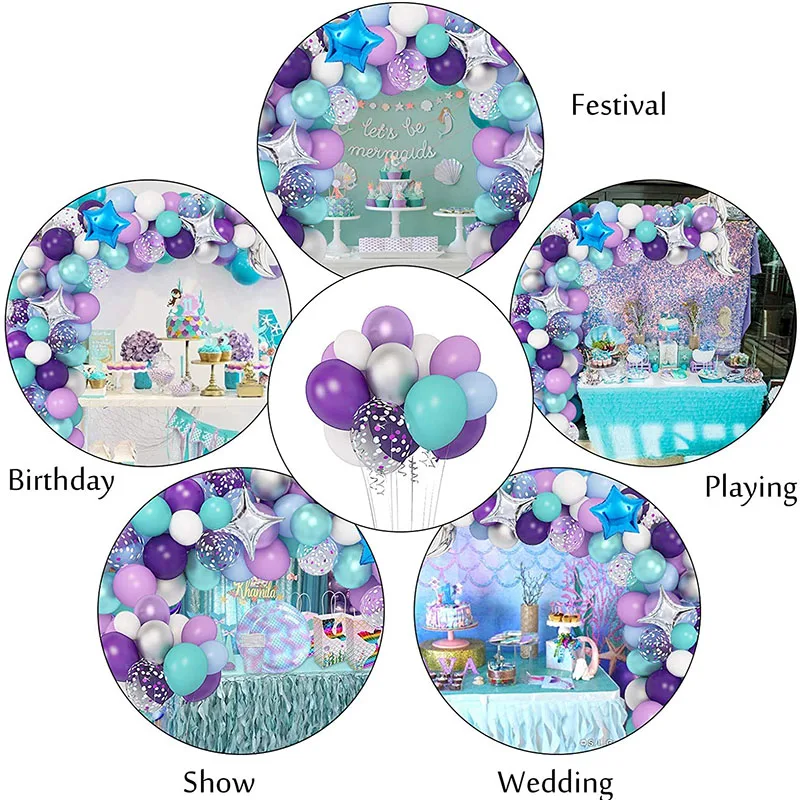 139PCs Mermaid Balloon Garland Kit Party Supplier With Purple Mermaid Tail Backdrop Banner For Baby Shower Birthday Decorations
139PCs Mermaid Balloon Garland Kit Party Supplier With Purple Mermaid Tail Backdrop Banner For Baby Shower Birthday Decorations