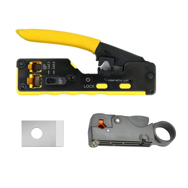 RJ45 Pliers Crimper CAT5 CAT6 CAT7 CAT8 Networktools Ethernet Cable Stripper Clamp Tongs Crimper Crimping Tools Set
RJ45 Pliers Crimper CAT5 CAT6 CAT7 CAT8 Networktools Ethernet Cable Stripper Clamp Tongs Crimper Crimping Tools Set