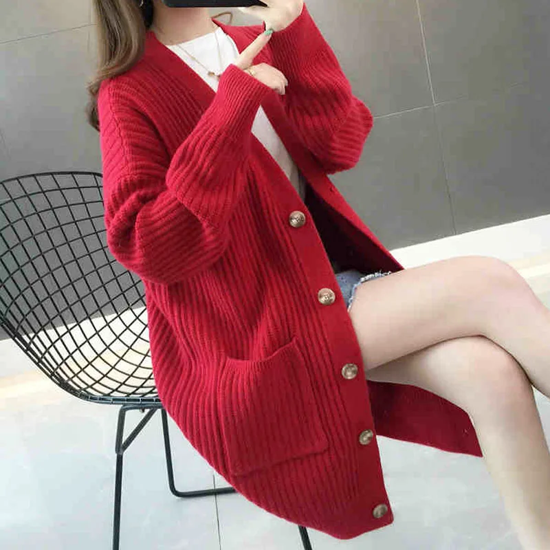 Women Sweater Autumn/winter New Fashion Cardigans Long Sleeve Button Casual Solid Cardigan 5784 |