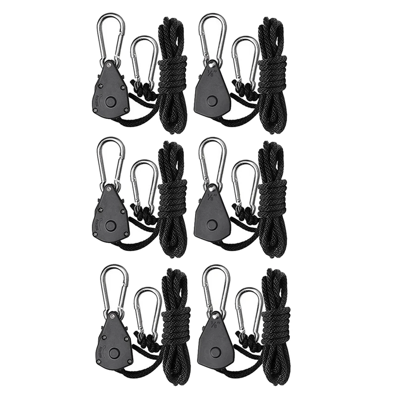 6Pcs 1/8 Inch Heavy-Duty Adjustable Growth Light Ratchet Rope Hanger, Used for Gardening of Growing Lamps
6Pcs 1/8 Inch Heavy-Duty Adjustable Growth Light Ratchet Rope Hanger, Used for Gardening of Growing Lamps