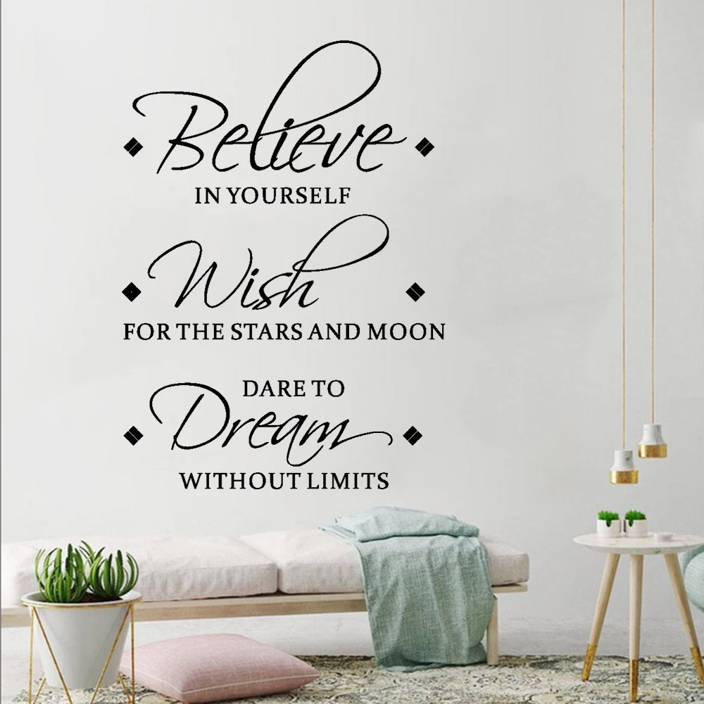 Believe Wish Dream English Inspirational Wall Stickers Livingroom Bedroom Decor Murals Removable Vinyl Wallpaper Decals HJ0514
Believe Wish Dream English Inspirational Wall Stickers Livingroom Bedroom Decor Murals Removable Vinyl Wallpaper Decals HJ0514