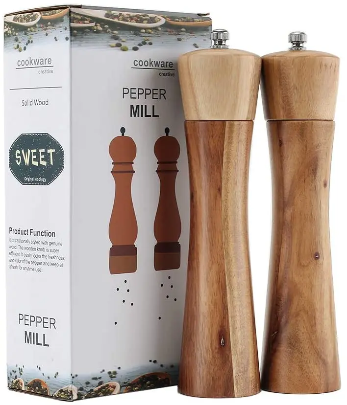 Wooden Salt and Pepper Grinder, Adjustable Manual Salt Grinder, Acacia Wood, 8 inch, Suitable for Picnic, Parties, Restaurant
Wooden Salt and Pepper Grinder, Adjustable Manual Salt Grinder, Acacia Wood, 8 inch, Suitable for Picnic, Parties, Restaurant