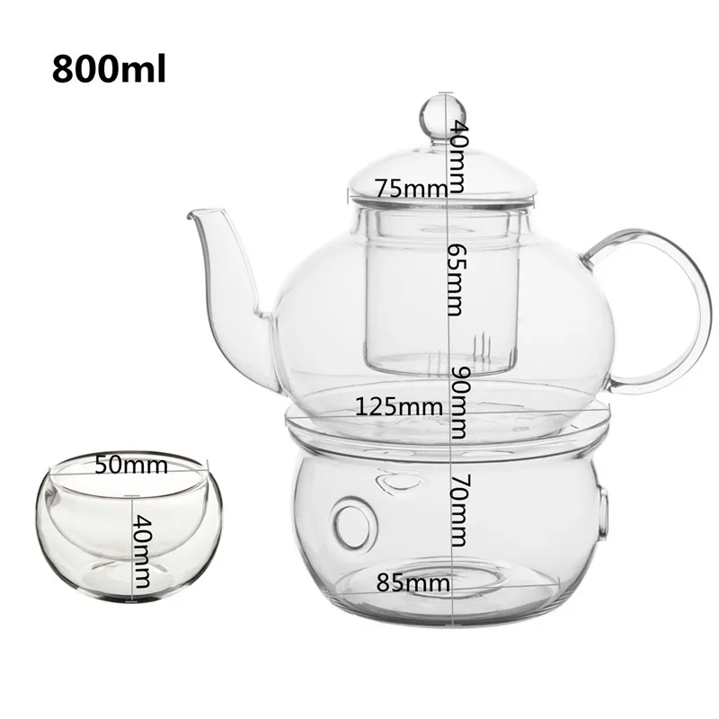 800ML Borosilicate Heat-resistant Glass Tea Pot Set Infuser Teapot Warmer With Strainer Flowers 6 Double Wall Teaware Home Gift
800ML Borosilicate Heat-resistant Glass Tea Pot Set Infuser Teapot Warmer With Strainer Flowers 6 Double Wall Teaware Home Gift