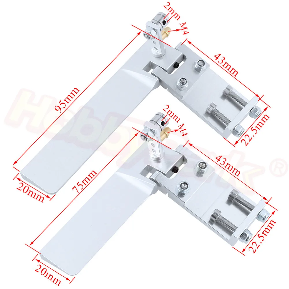 

Aluminum 75mm 95mm Long RC Boat Rudder With Water Pickup Absorbing Steering for Electric Gas Remote Control Model Parts CNC