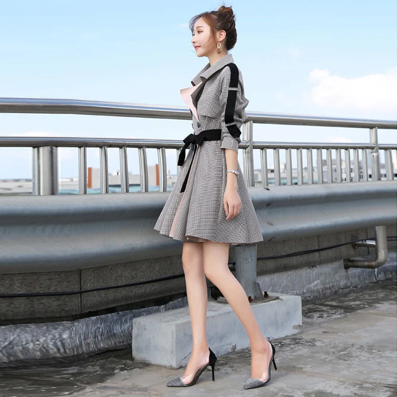 Korean Version Mid-length Women Trench Coat Fashion Spring Autumn Women's Clothing Windbreaker Ladies Outerwear Houndstooth Tops
Korean Version Mid-length Women Trench Coat Fashion Spring Autumn Women's Clothing Windbreaker Ladies Outerwear Houndstooth Tops