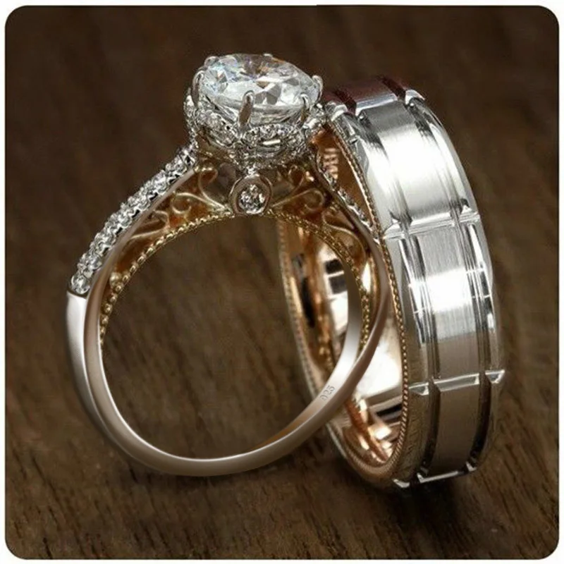 hot selling two-tone silver plated male bridal sets classic women Special anniversary celebration zirconia couple rings
hot selling two-tone silver plated male bridal sets classic women Special anniversary celebration zirconia couple rings