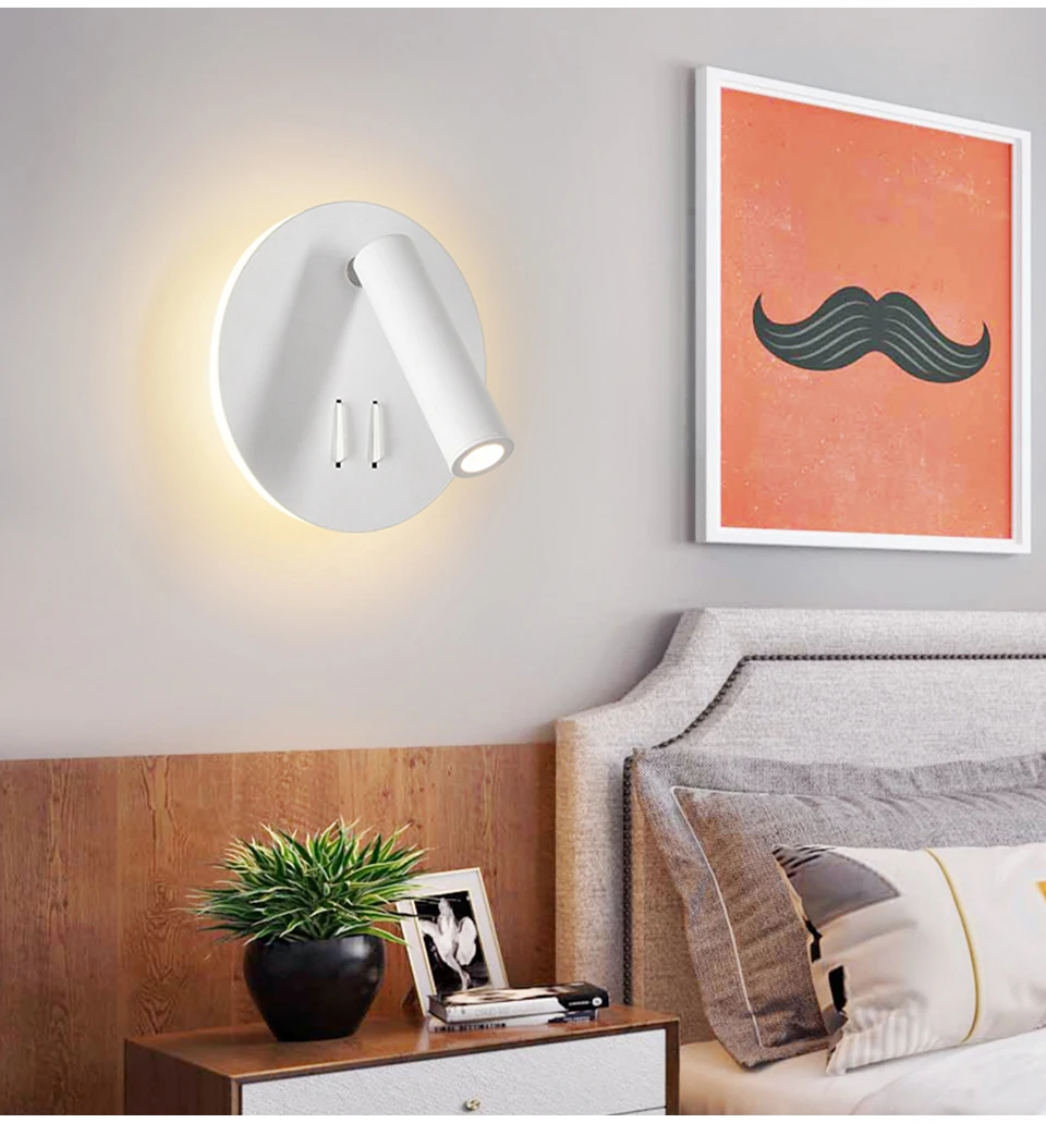 Nordic LED Wall Lamp With Switch 3W Spotligh 6W Backlight Free Rotation Sconce Indoor Wall Light For Home Bedroom BedsideLlight
Nordic LED Wall Lamp With Switch 3W Spotligh 6W Backlight Free Rotation Sconce Indoor Wall Light For Home Bedroom BedsideLlight