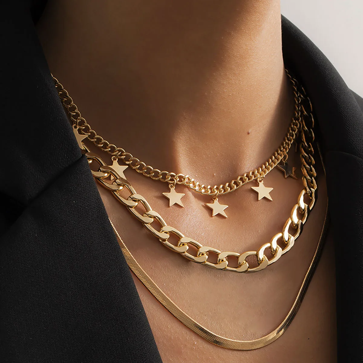 Multilayer Star Pendant Necklace Ladies Vintage Gold Color Metal Snake Chain Clavicle Necklaces Charm Girls Jewelry Fashion Gift
Multilayer Star Pendant Necklace Ladies Vintage Gold Color Metal Snake Chain Clavicle Necklaces Charm Girls Jewelry Fashion Gift