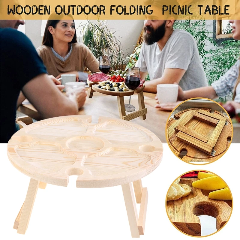Portable Round Wooden Outdoor Folding Picnic Table Glass Holder Garden Wine Beach Camping Table
Portable Round Wooden Outdoor Folding Picnic Table Glass Holder Garden Wine Beach Camping Table