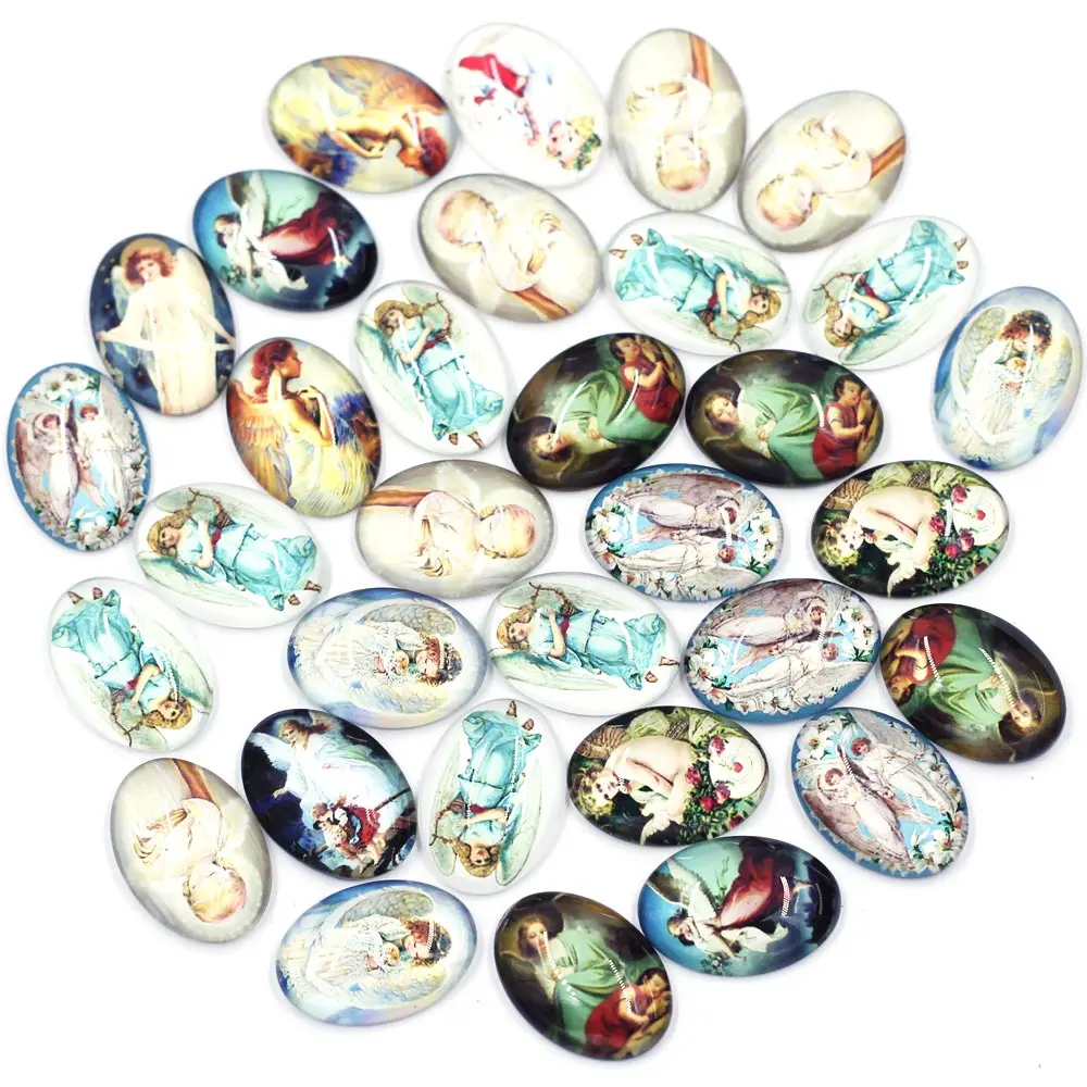 10Pcs Cabochons Cameo Flat Back Photo Base Glass Oval Square Cat Eyes Deer Elephant Flower For Jewelry Making DIY Findings | Украшения и