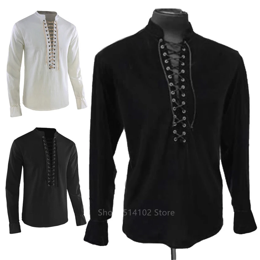 Medieval Stage Cosplay Costume for Men Male Carnival Party Solid Color Court Knight Viking Pirate V Neck Sexy Bandage Top Shirt
Medieval Stage Cosplay Costume for Men Male Carnival Party Solid Color Court Knight Viking Pirate V Neck Sexy Bandage Top Shirt