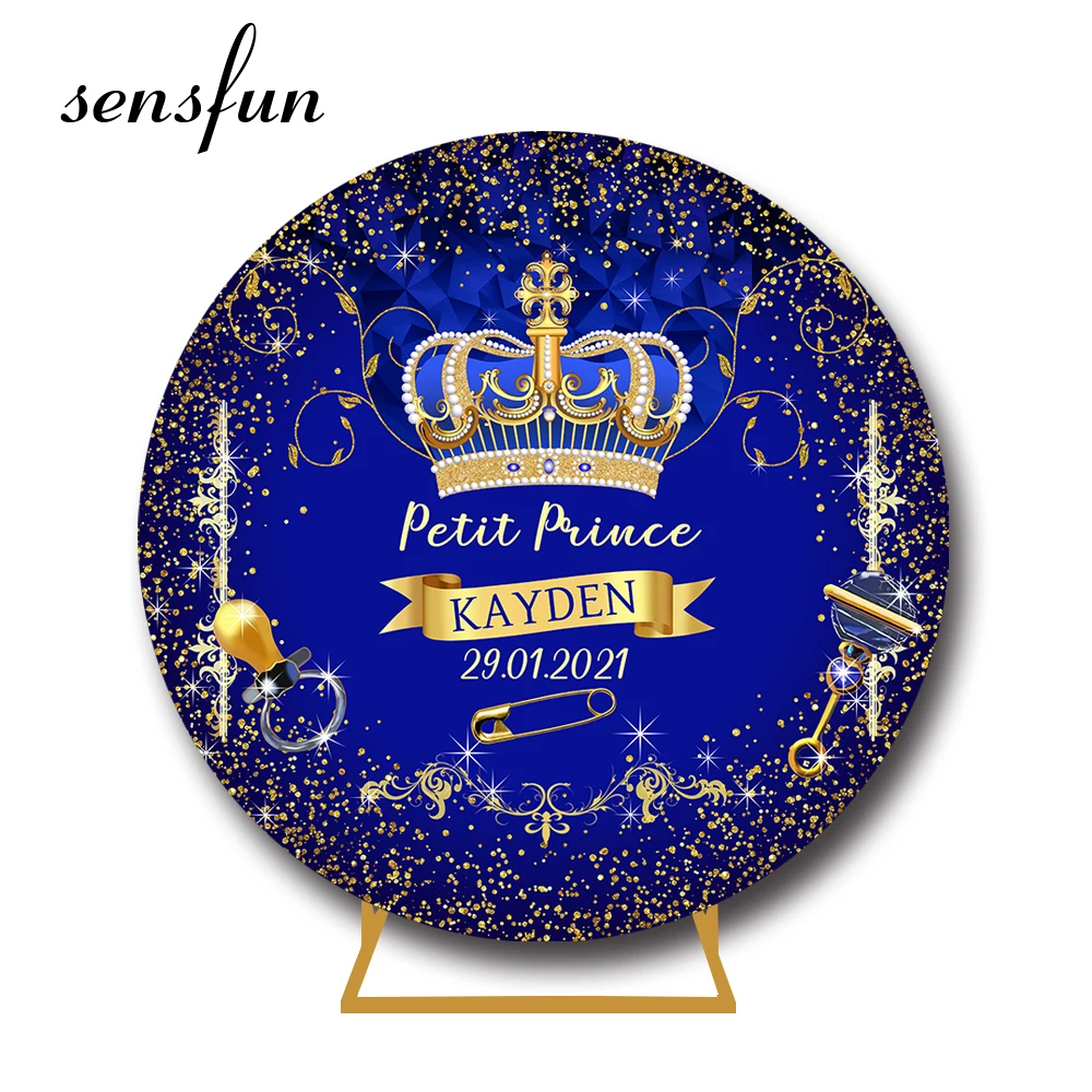 Sensfun Royal Blue Prince Baby Shower Newborn Round Backdrop Cover Crown Gold Glitter Boys 1st Birthday Party Circle Background 
Sensfun Royal Blue Prince Baby Shower Newborn Round Backdrop Cover Crown Gold Glitter Boys 1st Birthday Party Circle Background