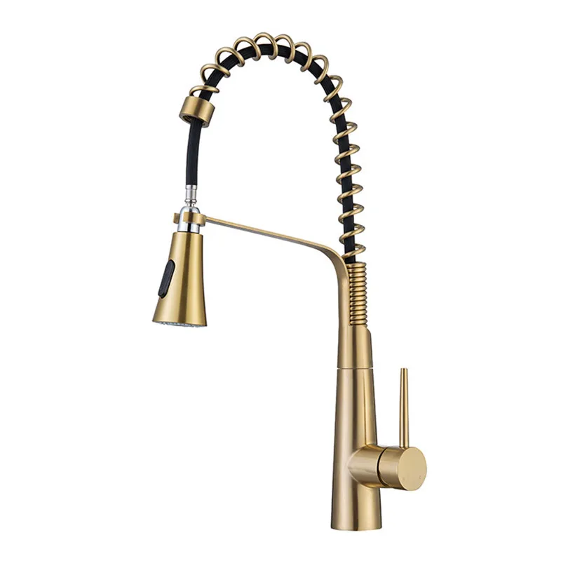 Kitchen Faucet Brushed Gold Kitchen Faucets Deck Mounted Pull Out Kitchen Faucet Spring Spout Mixers Tap Hot Cold Water Crane
Kitchen Faucet Brushed Gold Kitchen Faucets Deck Mounted Pull Out Kitchen Faucet Spring Spout Mixers Tap Hot Cold Water Crane