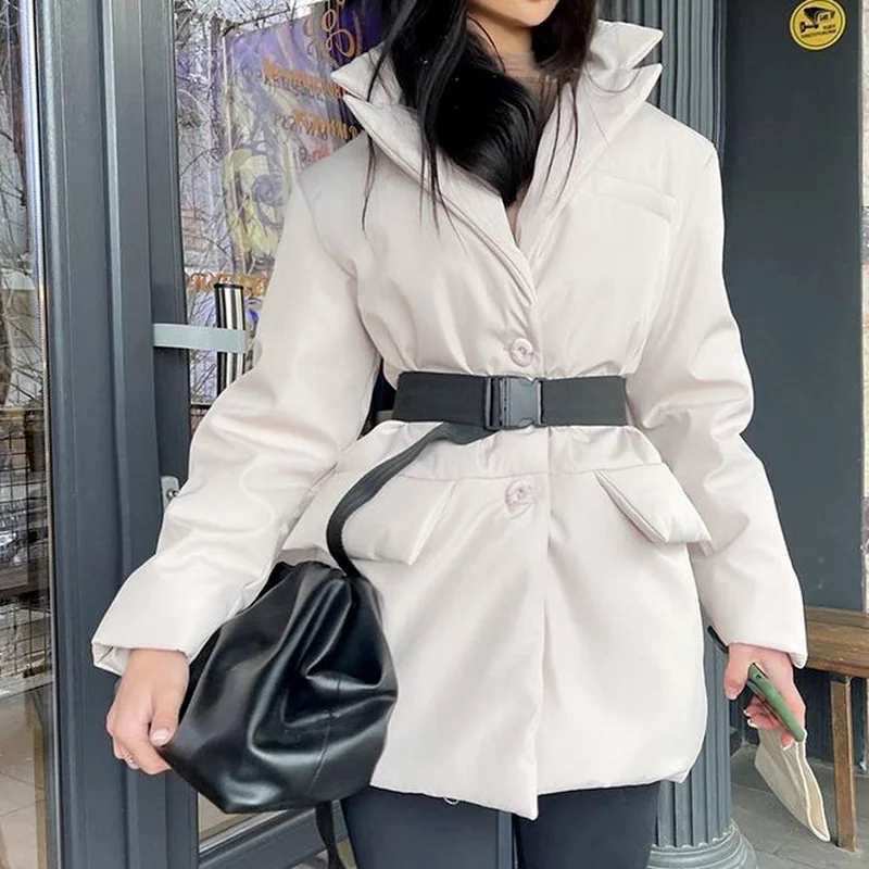 Waist Mid-length Padded New Coat Women's Autumn Temperament Thick Warmth Solid Color Slim-fit Bright Cotton Coat Street Fashion
Waist Mid-length Padded New Coat Women's Autumn Temperament Thick Warmth Solid Color Slim-fit Bright Cotton Coat Street Fashion