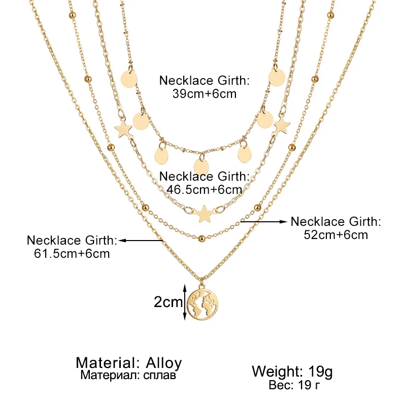 Vintage Star Map Moon Chain Necklace For Women Fashion Gold Color Necklace Multiple Layers Pendant Long Choker Boho Jewelry
Vintage Star Map Moon Chain Necklace For Women Fashion Gold Color Necklace Multiple Layers Pendant Long Choker Boho Jewelry