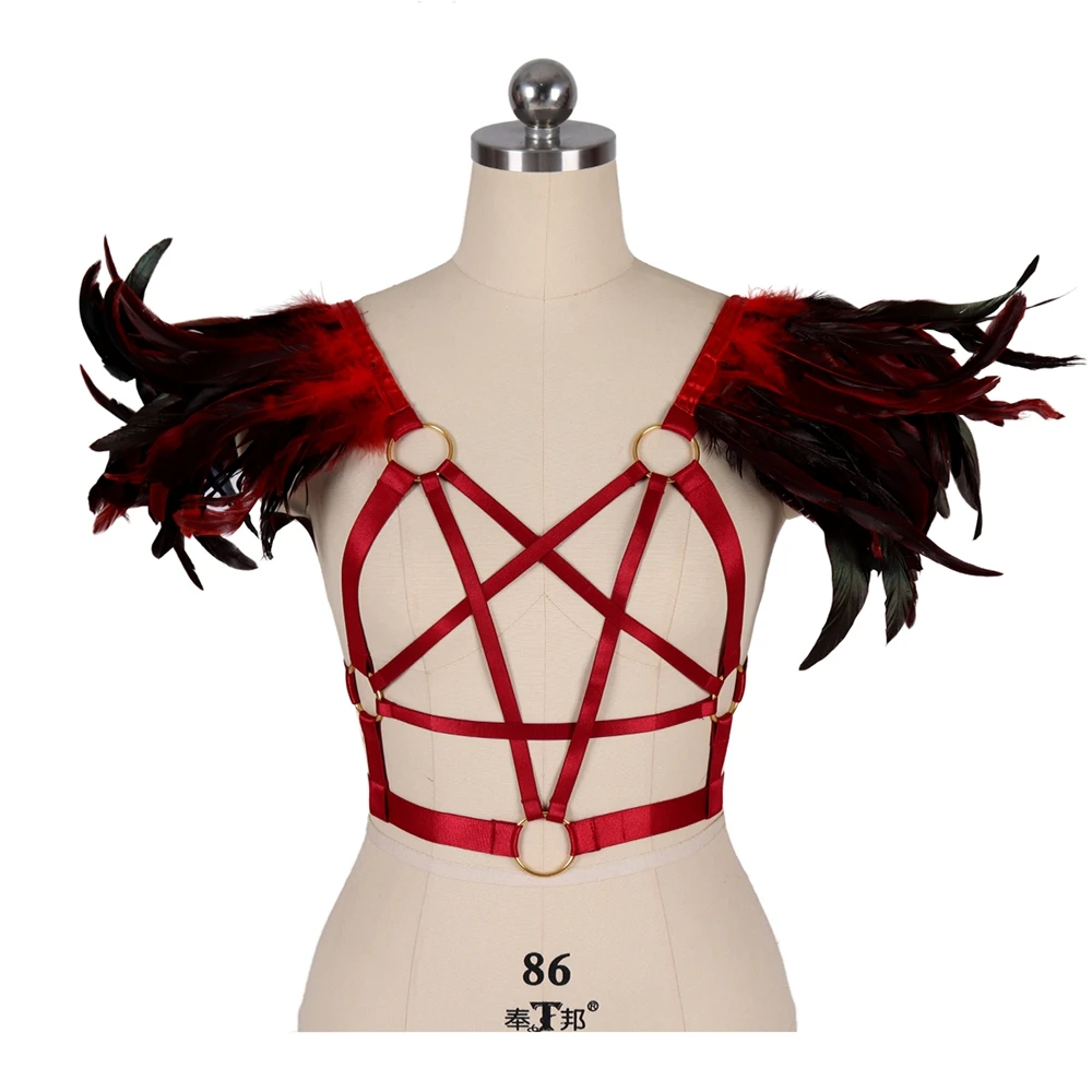 Sexy Lingerie Hollow Out Erotic Pentagram Wings Shoulder Bondage Dance Rave Wear Goth Body Harness Bra Feather Epaulettes Straps
Sexy Lingerie Hollow Out Erotic Pentagram Wings Shoulder Bondage Dance Rave Wear Goth Body Harness Bra Feather Epaulettes Straps