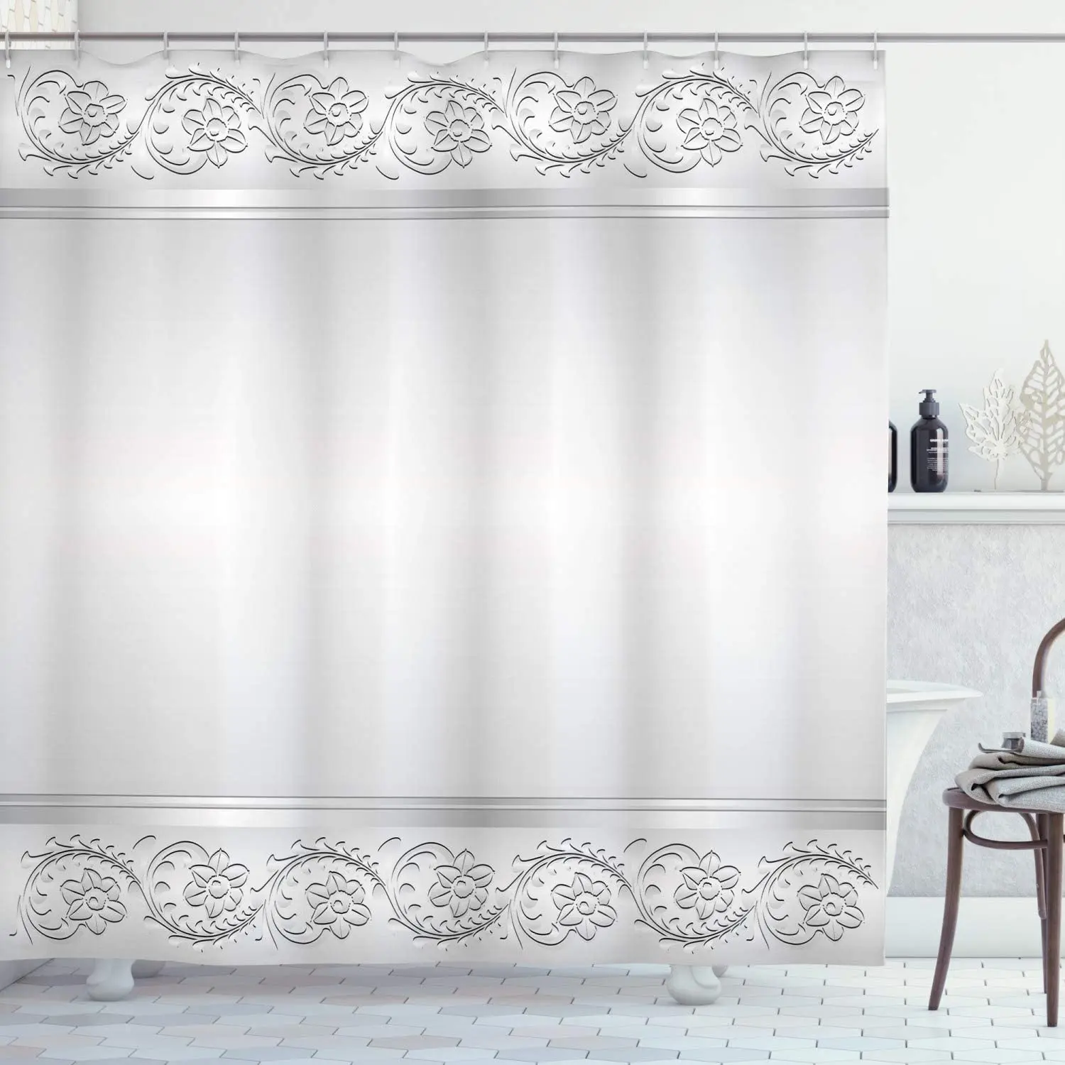 Занавеска для душа в стиле ретро, Классическая Шторка для ванной в винтажном стиле с цветочным орнаментом и листьями, белый и серый цвета
Занавеска для душа в стиле ретро, Классическая Шторка для ванной в винтажном стиле с цветочным орнаментом и листьями, белый и серый цвета