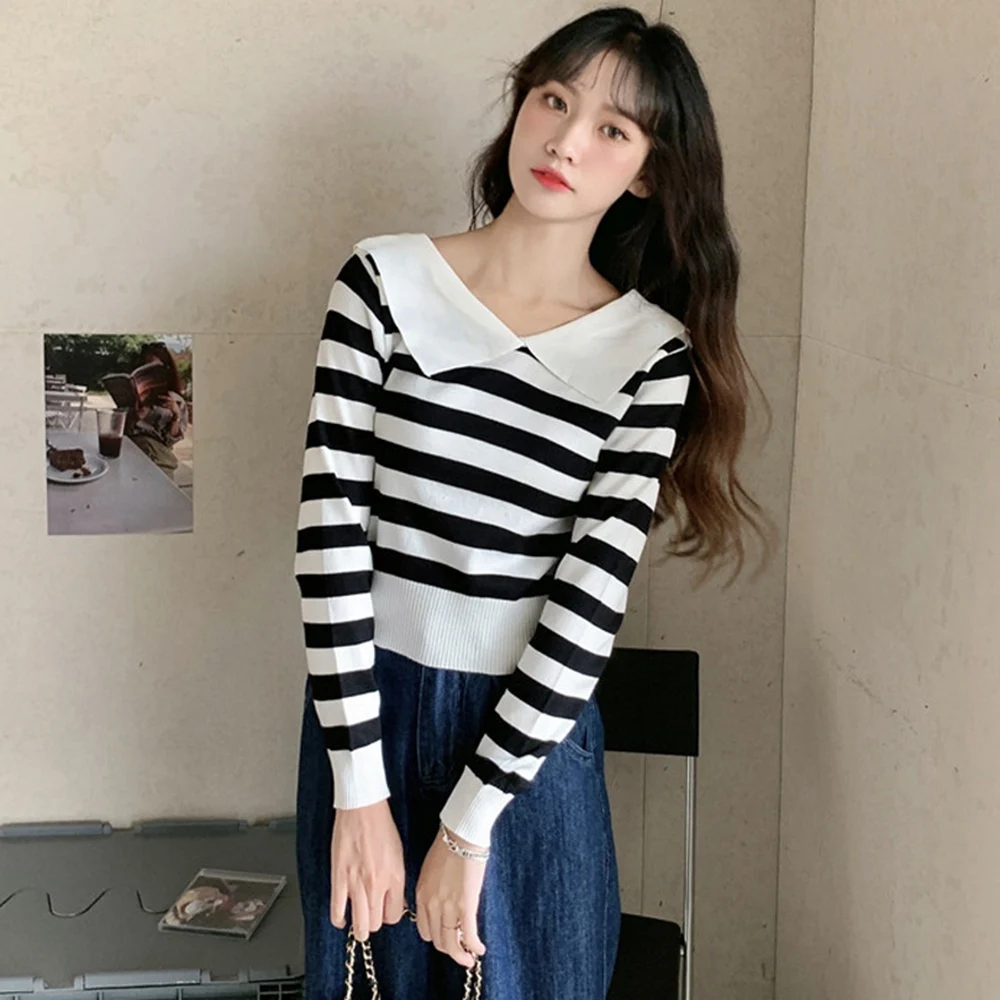New Striped Knitted Sweater Women Casual Autumn High Elastic Long Sleeve Pullover
New Striped Knitted Sweater Women Casual Autumn High Elastic Long Sleeve Pullover
