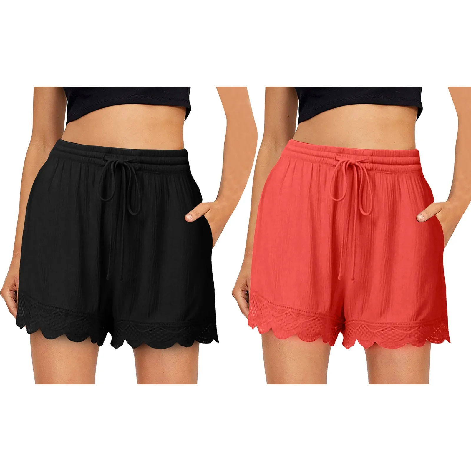 2PC Summer Women Shorts Short Sexy Lace High Waist Drawstring Shorts Pockets Pure Color Sport Leggings Shorts Plus Size Femme
2PC Summer Women Shorts Short Sexy Lace High Waist Drawstring Shorts Pockets Pure Color Sport Leggings Shorts Plus Size Femme