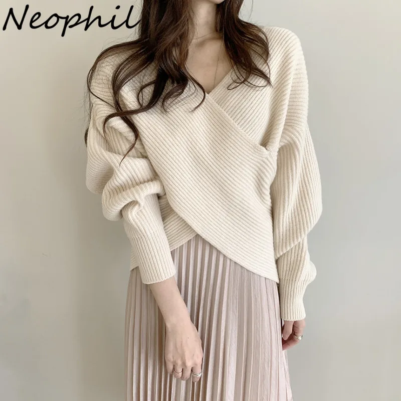 Neophil Criss-Cross Knitted Pullover Women Short Sweater Oversize Basic Soft V-Neck Batwing Sleeve Loose Top Pull Femme SW21827
Neophil Criss-Cross Knitted Pullover Women Short Sweater Oversize Basic Soft V-Neck Batwing Sleeve Loose Top Pull Femme SW21827
