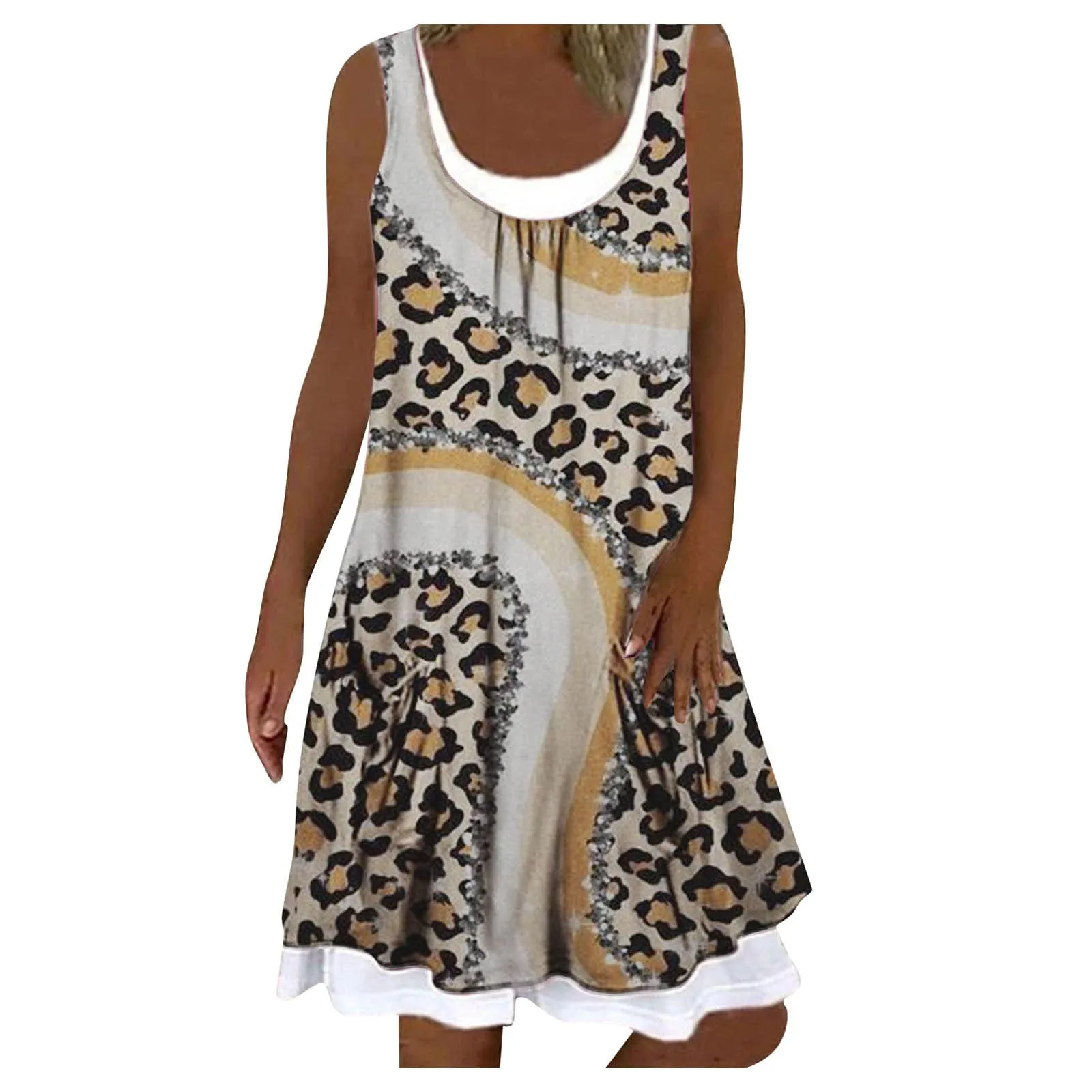 Dress Women Summer Fashion Casual Round Neck Print Sleeveless Splicing Fake Two Tank Dress vestidos de mujer casual
Dress Women Summer Fashion Casual Round Neck Print Sleeveless Splicing Fake Two Tank Dress vestidos de mujer casual