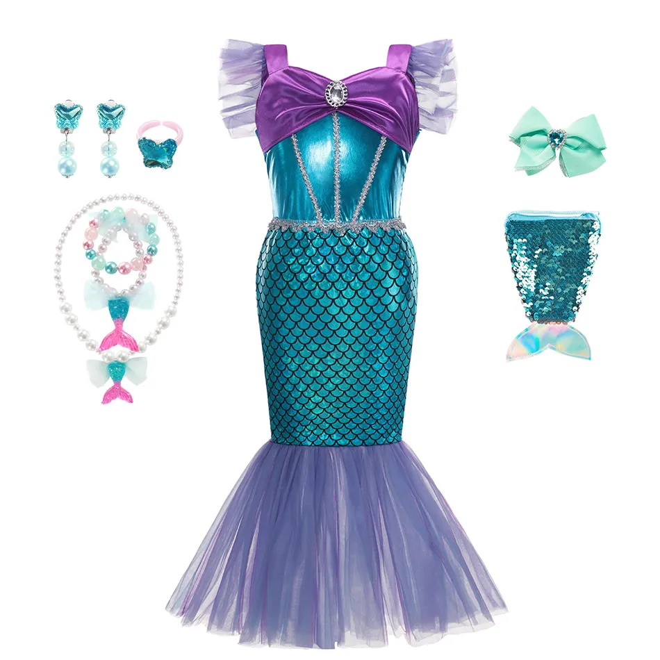 Платье русалки MUABABY для маленьких девочек, детские костюмы для косплея принцессы на Хэллоуин, детская одежда для ролевых игр 
Платье русалки MUABABY для маленьких девочек, детские костюмы для косплея принцессы на Хэллоуин, детская одежда для ролевых игр