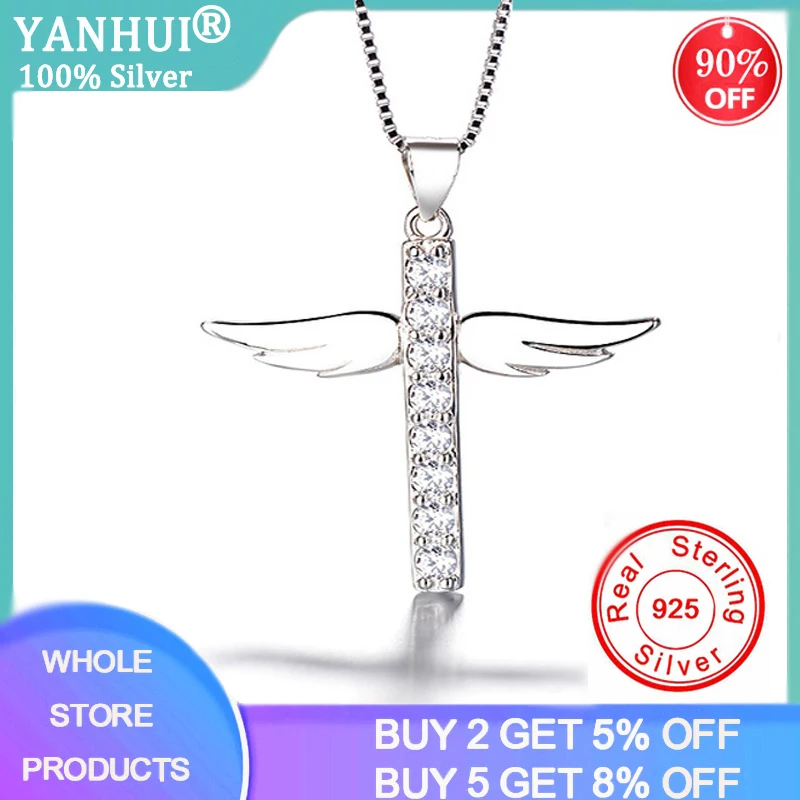 YANHUI New Fashion Angel Wings Cross Pendants Necklaces With Box Chain 40/45cm Long Womens Silver 925 Necklace Jewelry Gift N369
YANHUI New Fashion Angel Wings Cross Pendants Necklaces With Box Chain 40/45cm Long Womens Silver 925 Necklace Jewelry Gift N369