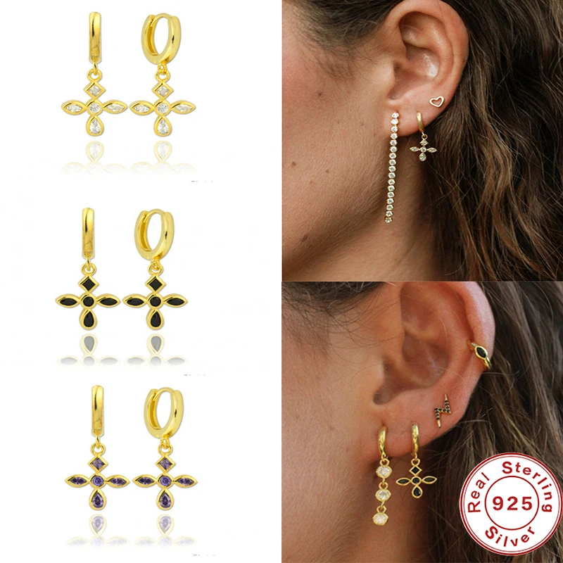 BOAKO Earrings 2021 Trend Earrings For Women Huggie Cross Black Zircon Bijoux Femme Woman Jewelry Серьги Piercing Drop Earring
BOAKO Earrings 2021 Trend Earrings For Women Huggie Cross Black Zircon Bijoux Femme Woman Jewelry Серьги Piercing Drop Earring