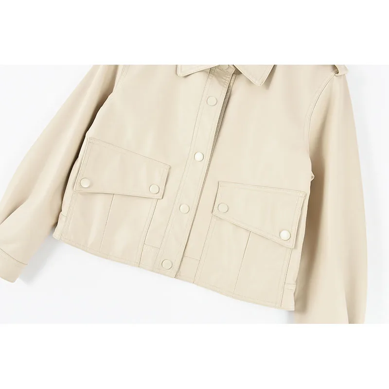 Spring Autumn 2021 Women Short Faux PU Leather Coat Loose Streetwear Long sleeve Black Beige Leather Motorcycle Biker Jacket
Spring Autumn 2021 Women Short Faux PU Leather Coat Loose Streetwear Long sleeve Black Beige Leather Motorcycle Biker Jacket