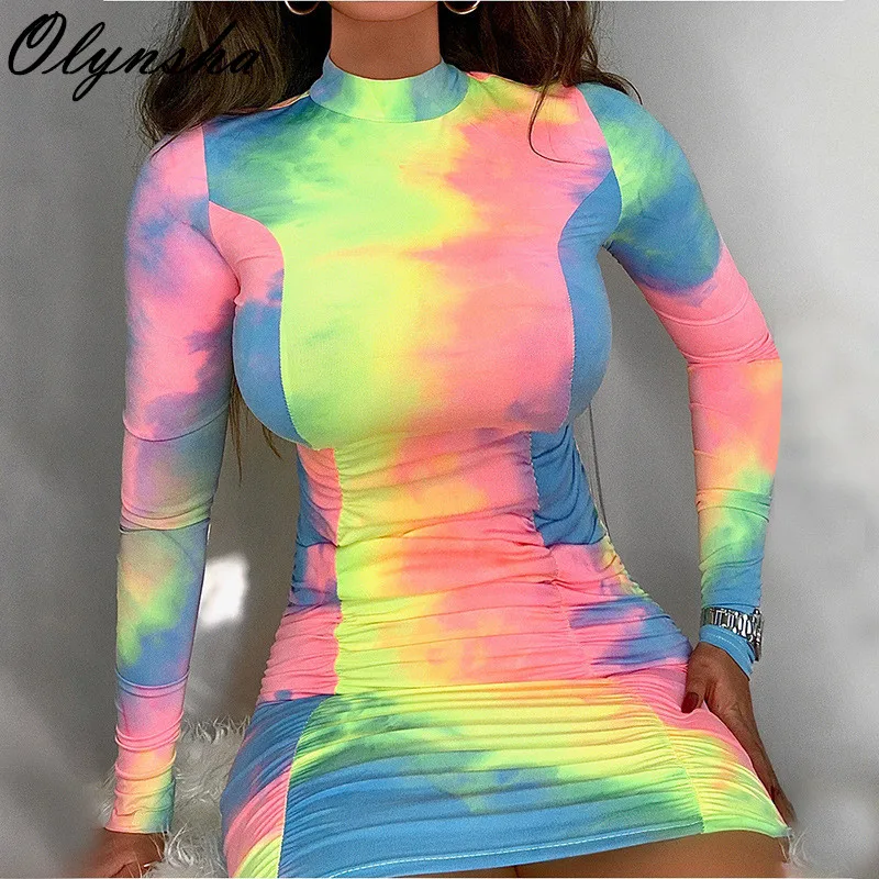 Tie Dye Dress Long Sleeve Mini Dress Women Bodycon Ruched Dresses 2020 Summer Autumn Elegant Streetwear Outfit Club Dress
Tie Dye Dress Long Sleeve Mini Dress Women Bodycon Ruched Dresses 2020 Summer Autumn Elegant Streetwear Outfit Club Dress