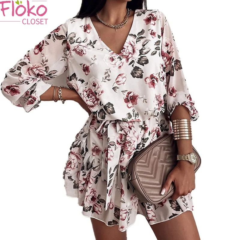 Flokocloset Women Chiffon V Neck Flower Print Dress Casual Long Sleeve Short Dress Female Boho Leisure A Line Party Vestidos
Flokocloset Women Chiffon V Neck Flower Print Dress Casual Long Sleeve Short Dress Female Boho Leisure A Line Party Vestidos