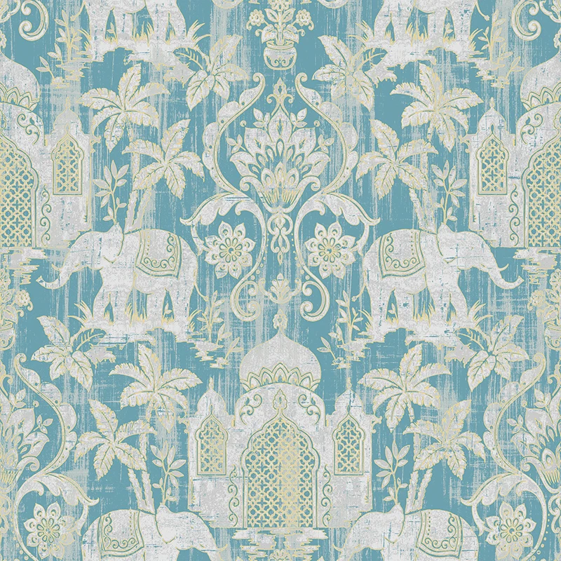 Temple Taj Mahal Elephant Palm Trees Tropical Wallpaper Metallic Shimmer Southeast Asia Thai Style Background Wall Paper
Temple Taj Mahal Elephant Palm Trees Tropical Wallpaper Metallic Shimmer Southeast Asia Thai Style Background Wall Paper