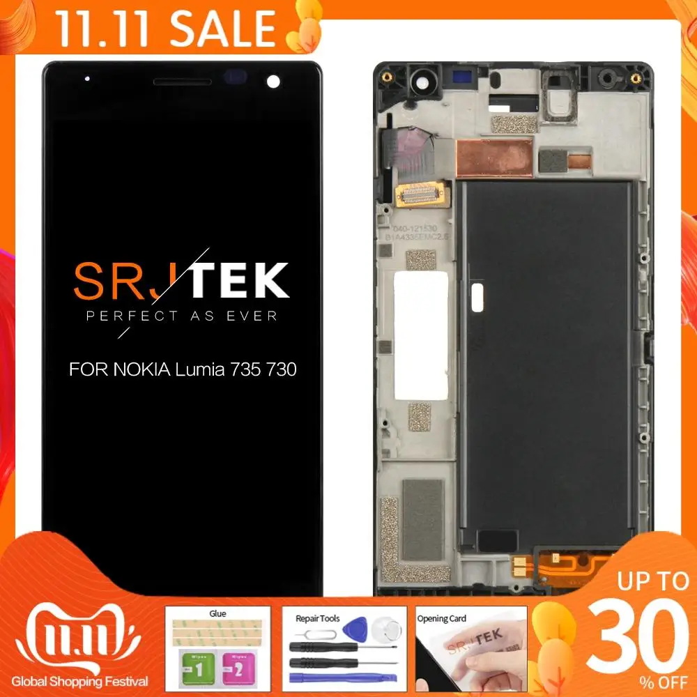 Оригинальный 4 7 "OLED Дисплей чехол с подставкой и отделениями для карт NOKIA Lumia 735