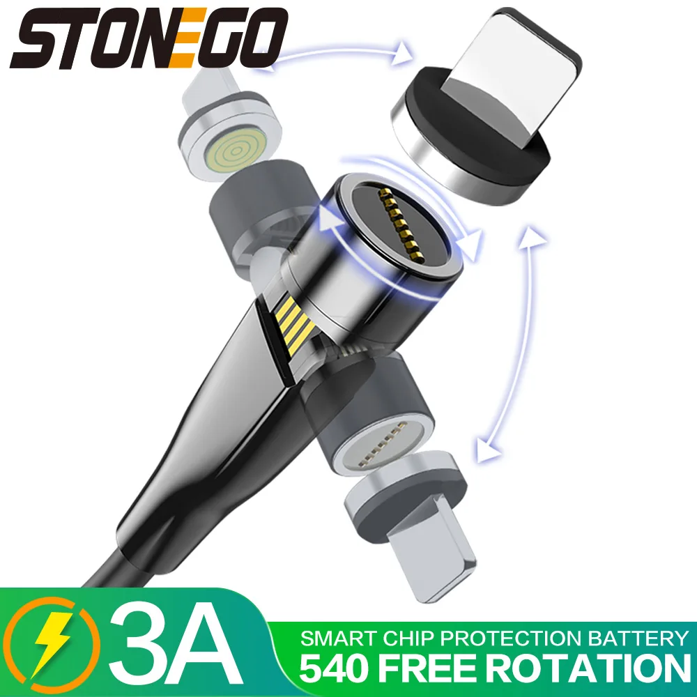 STONEGO 540 Rotating Charging Cable, 3A Magnetic USB Cables Fast Charging Data Sync Type-C / Micro USB Cable
STONEGO 540 Rotating Charging Cable, 3A Magnetic USB Cables Fast Charging Data Sync Type-C / Micro USB Cable